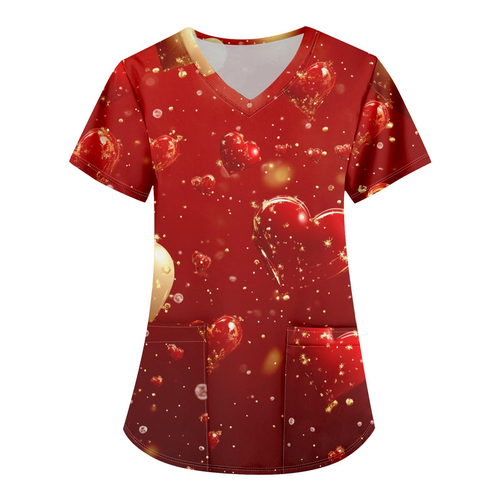 

Женская униформа с принтом, рабочая форма с карманом и v-образным вырезом, защитная рабочая форма XXXL красный