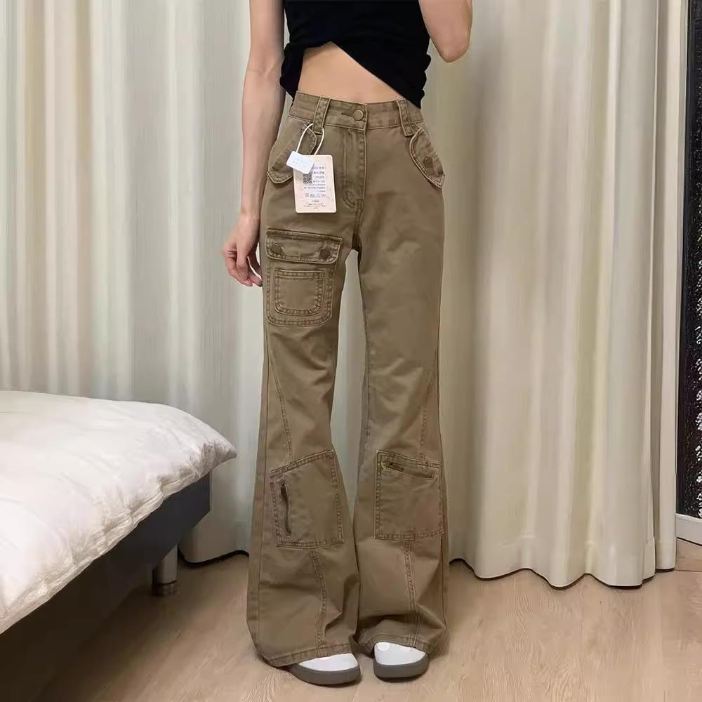 American Vintage Work Pants Women Spring Summer New Design Sense Loose Straight-leg Slimming Flared Trousers