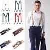 Leather Trimmed Vintage Suspenders Button End Y Back Suspenders Button End Suspenders  Party
