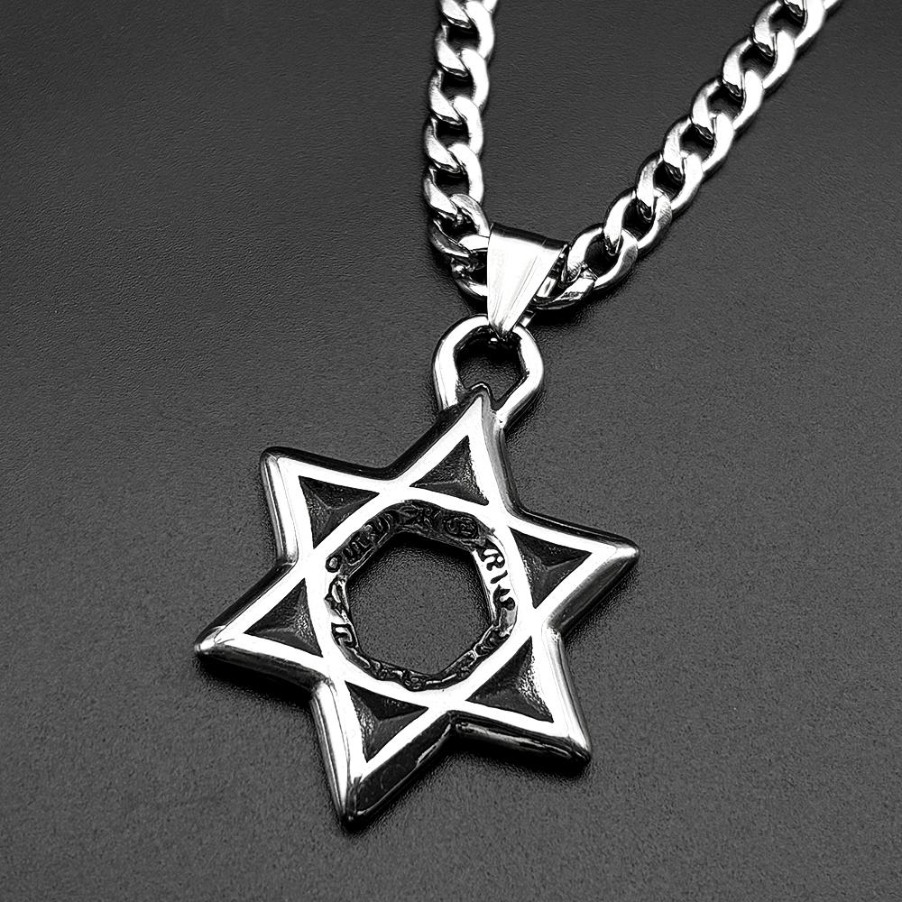 Israel Hexagram Je Davidstern Anhänger Halskette für Damen Herren Edelstahl Silber Farbe Magen David Kette Schmuck Geschenk