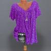Women T-shirts V Neck Breathable Plus Size Flower Print Summer T-shirts for Daily Wear