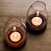 Glass Candlesticks with Cup Cover Round Table Decoration Ornaments Candle Holders  Wedding