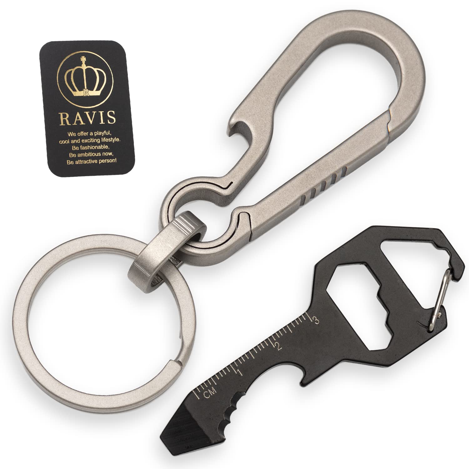 

[R RAVIS] Брелок-карабин из титана RAVIS, мужское кольцо для ключей для подъема, для улицы, многофункциональный инструмент в комплекте, стильный брелок, дом, автомобиль, велосипед (