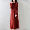 Women's Long Sleeve Knee-Length Pure Wool Slimming Dress