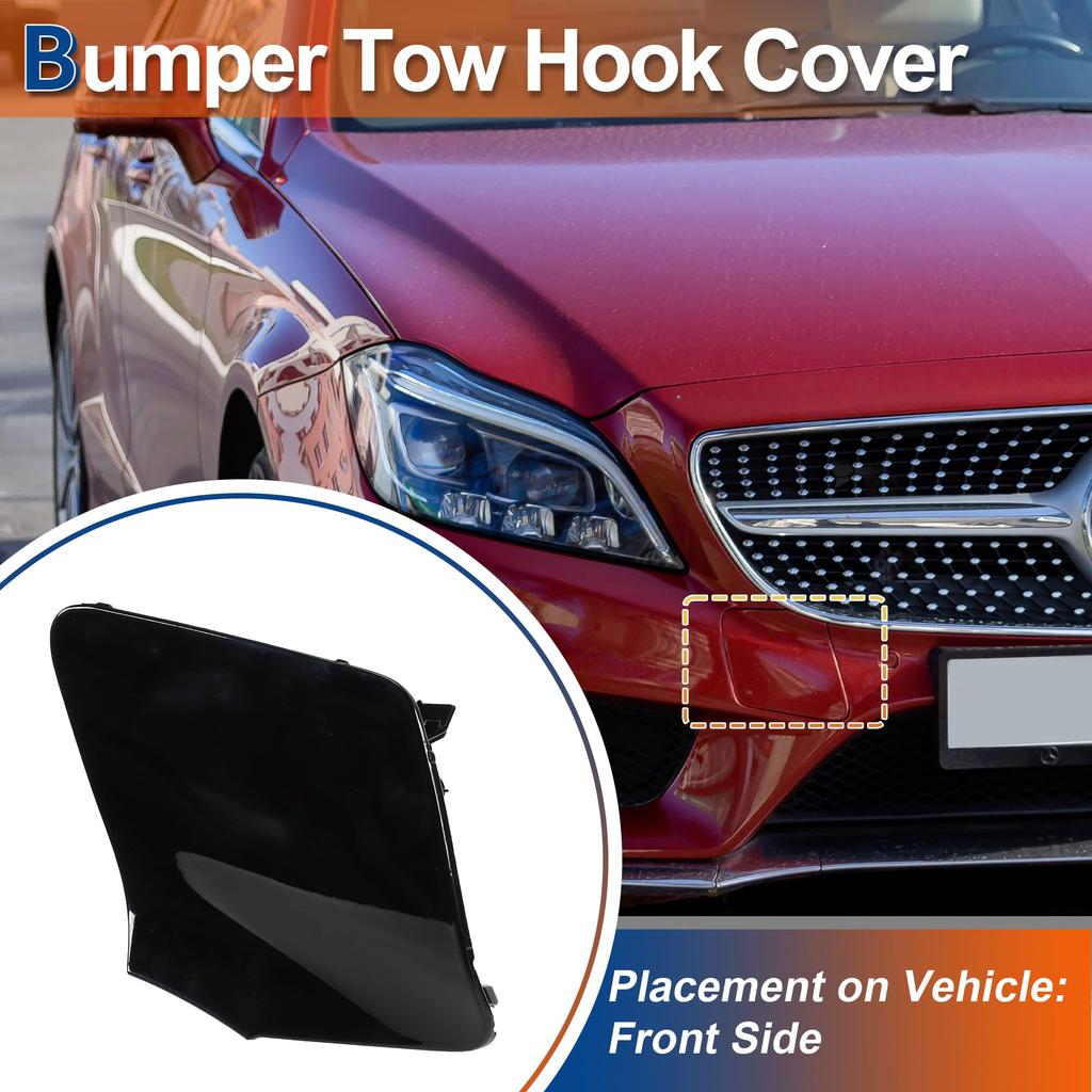 ACROPIX Front Car Bumper Toe Hook for Mercedes and Benz CLS W218 and CLS550 Part 1 Piece Cover, Black, 2015-2018, Number A2188850626,