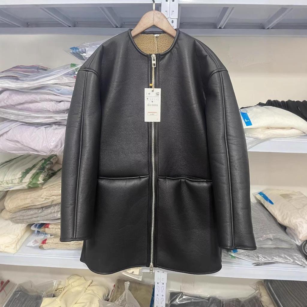 Europäischer & Amerikanischer Damen 2024 Herbst/Winter Doppelseitiger Rundhals Langarm Trenchcoat