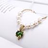 Dolce Design Animale Volpe Calcedonio Verde Perla d'Acqua Dolce Naturale Placcato Oro 14K Bracciale Charm Femminile Regalo di Anniversario Senza Sbiadimento