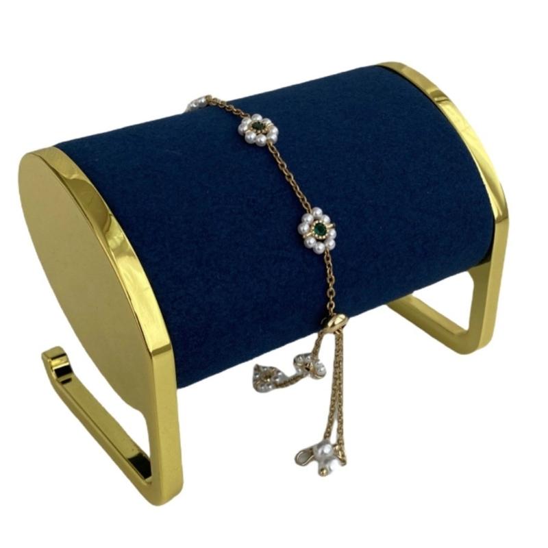 Elegant Bracelet Jewelry Display Stand Delicate Long Plush Jewelry Display for Watches and Bangles with Metal Support