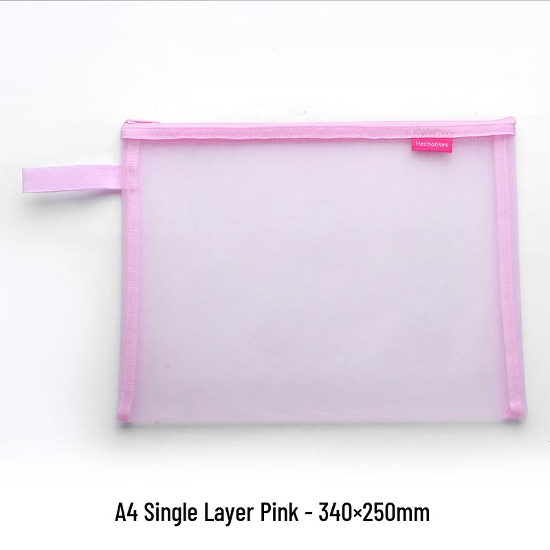 A4 Transparent Mesh Zipper Document Bag for Exam and Stationery Storage 34×25 cm