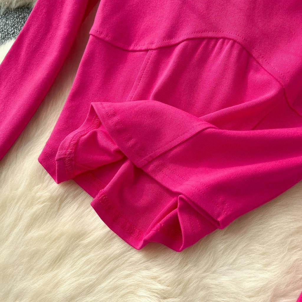 Spice Girls Suit Women's Casual Sportswear Slim Round Neck Long Sleeve T-Shirt High Waist Slim Micro Pants Suit