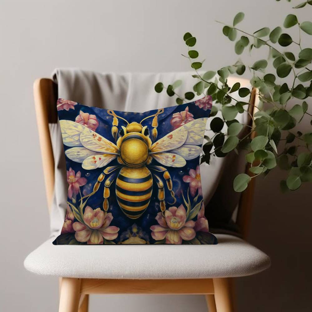 Mystical Vintage Bee Pattern Cushion Cover Pillowcase Upholstery Pillows for Sofa Throw Pillow Home Decor Pillowcas