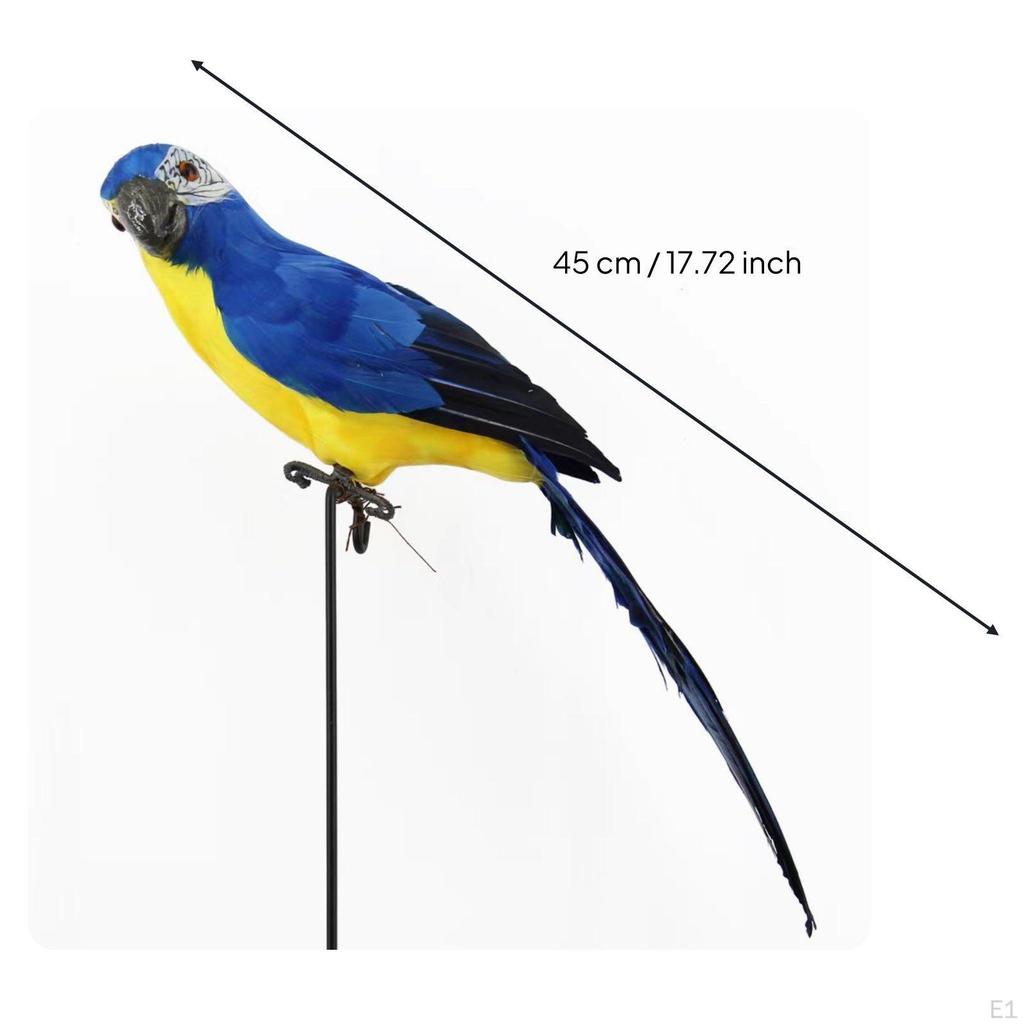 Simulation Macaw Statue Feathered Texture Fake Parrot Decoration Artificial Avian Ornament