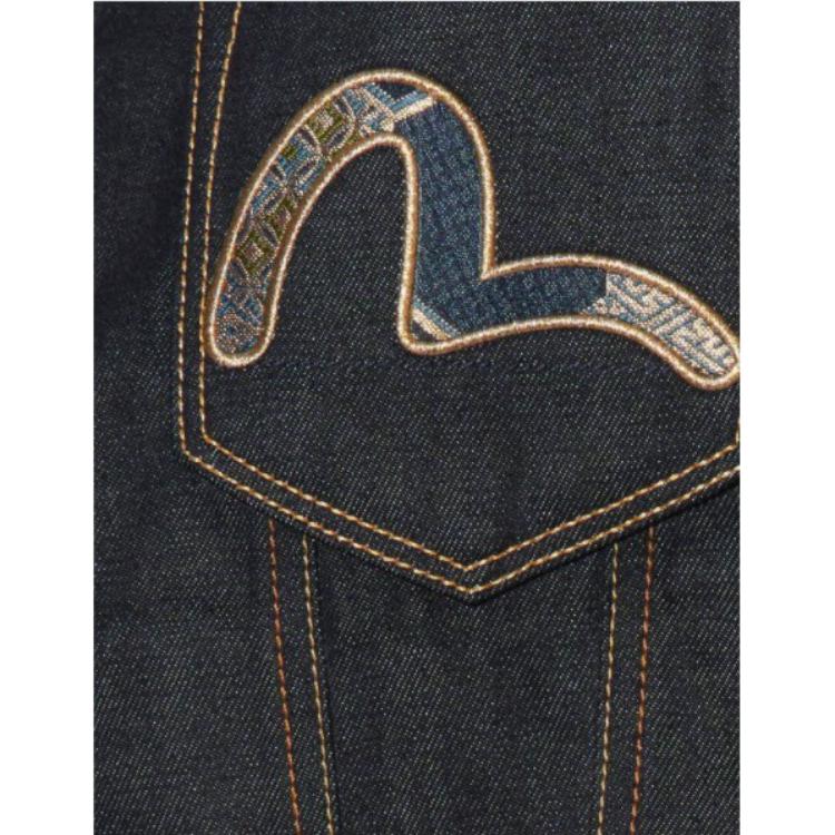 Evisu Seagull And Eagle Logo Embroidered Denim Jacket Men jackets Denim-Blue 2EAHTM0DJ213LF