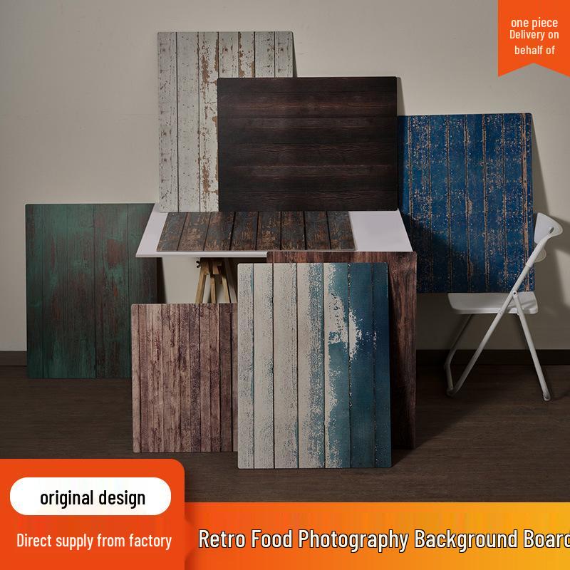 Retro Doppelseitige Wasserdichte PVC Fotografie Hintergrundplatte – Holzmaserung Stillleben Landschaft