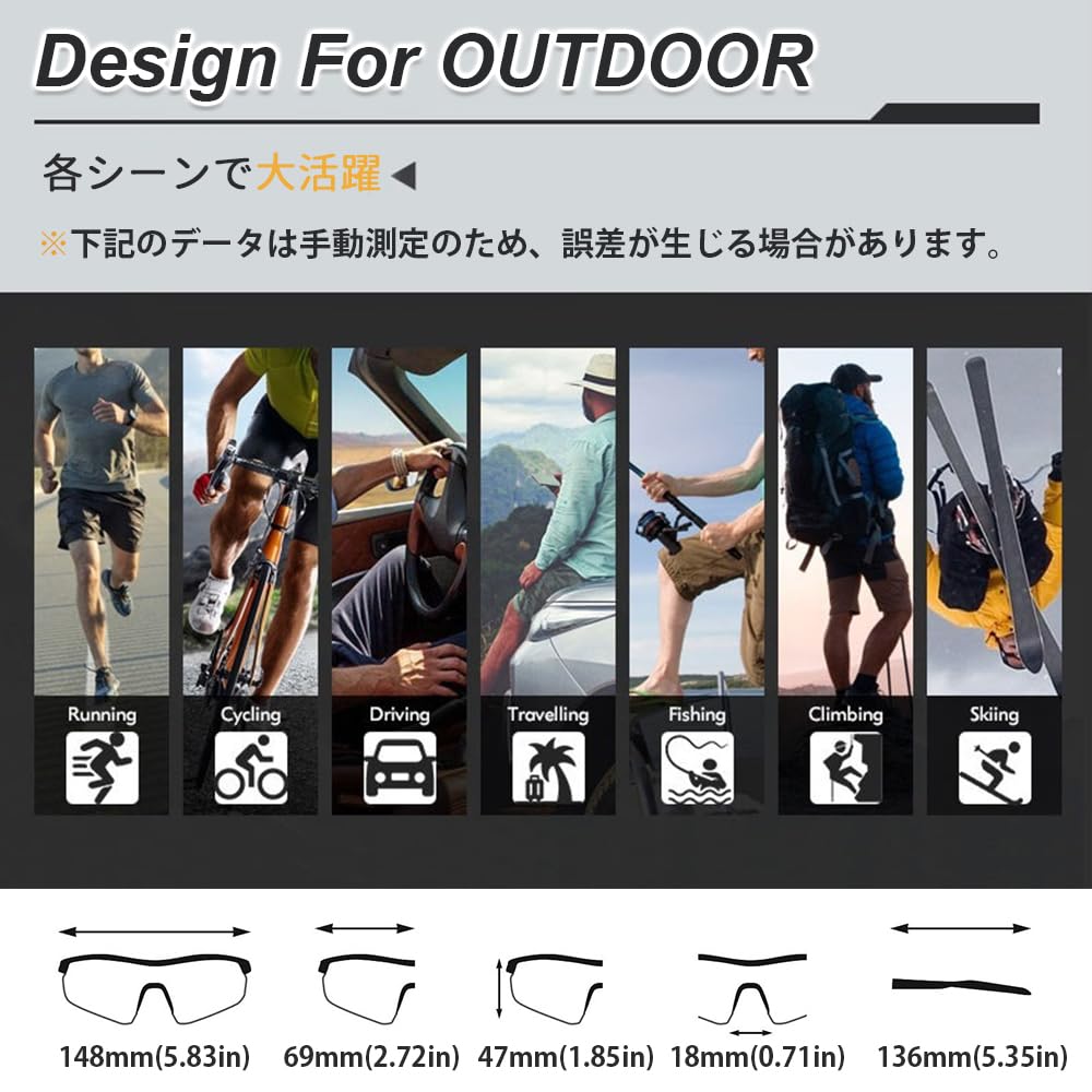 Karsaer Folding Cycling Sunglasses and UV400 Sunglasses for Night UV Unisex B6013 Men's Women's Sports, Baseball, Running, Fishing, Hiking, Driving,