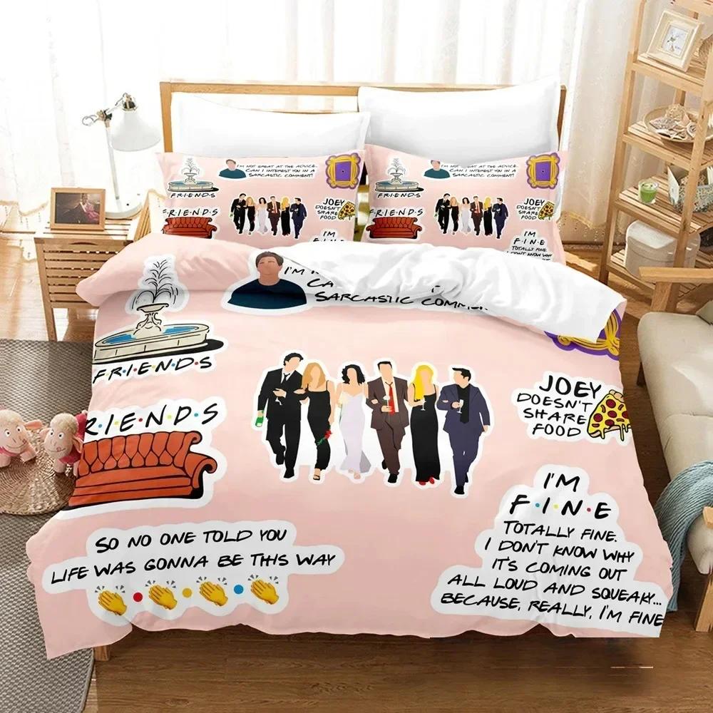 Friends Tv Show Comedy Style Bedding Set Duvet Cover Sheet Printed Bed Set Pillowcase Bed Full Queen King Size Comforter Bedroom