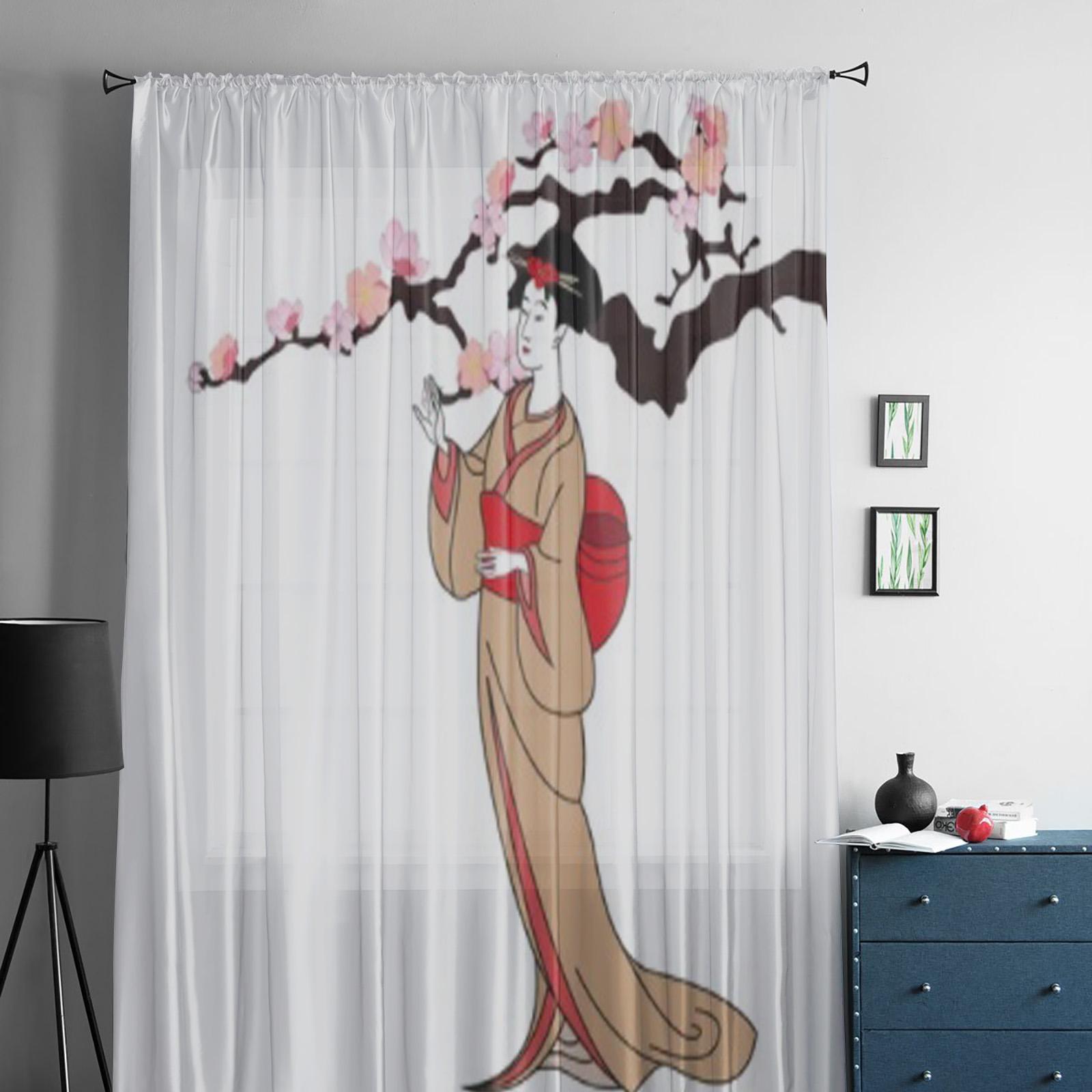 Японские прозрачные шторы для девочек в стиле «гостиная» из прозрачного тюля — фото 2