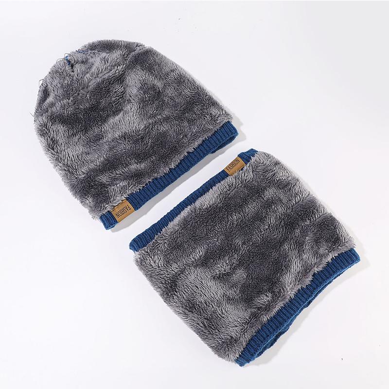 New Winter Warm Thicken Men Knitted Hat Women Scarf Scarf And Gloves Three Piece Plush Thermal Beanie Hats Casual Skullies Cap
