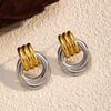 New geometric rings, stainless steel earrings, earrings do not fade 18k gold, European and American titanium steel stud earrings.