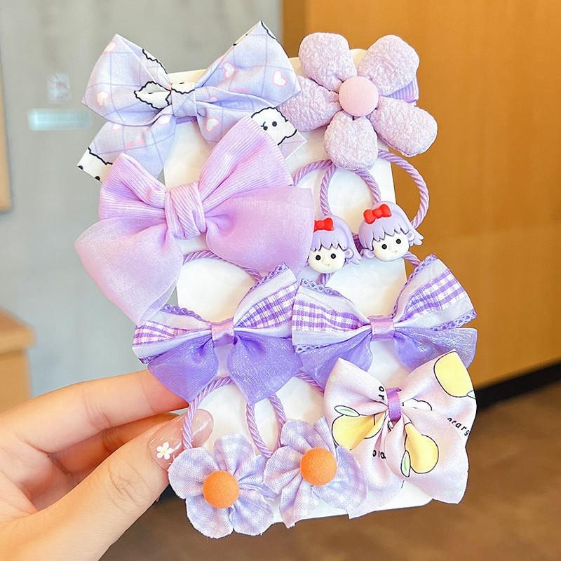 Uroczy Zestaw Gumek do Włosów z Kokardkami i Kwiatami Kawaii dla Dzieci Dziewczynek Elastyczne Gumki do Włosów Kokardy Akcesoria Gumka do Włosów Pierścień Sznurek Ozdoba do Włosów