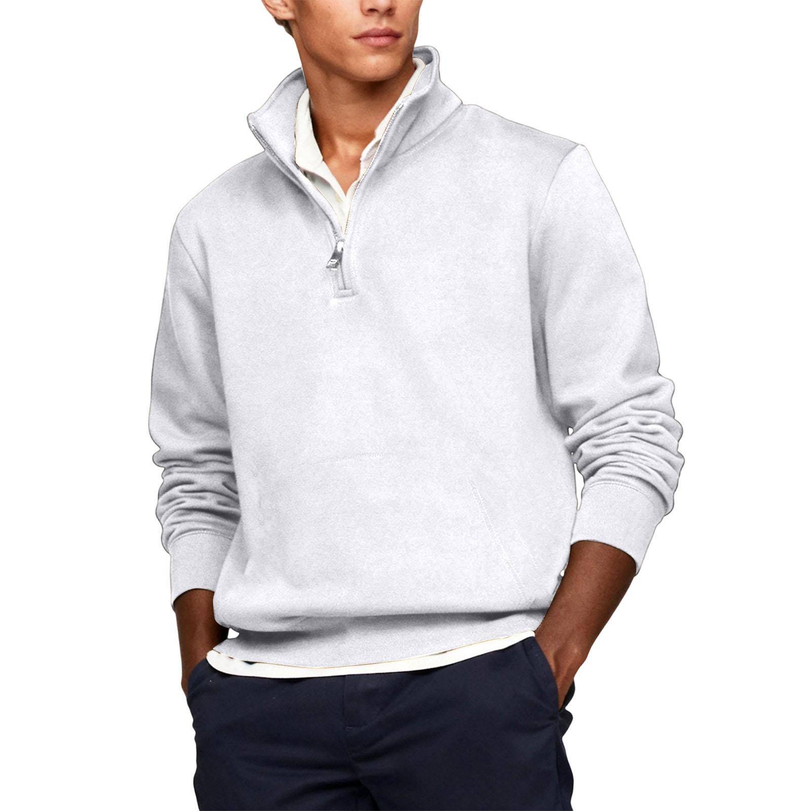 

Мужская Повседневная Спортивная Толстовка с Длинными Рукавами и Капюшоном на Молнии до Середины Груди XL белый