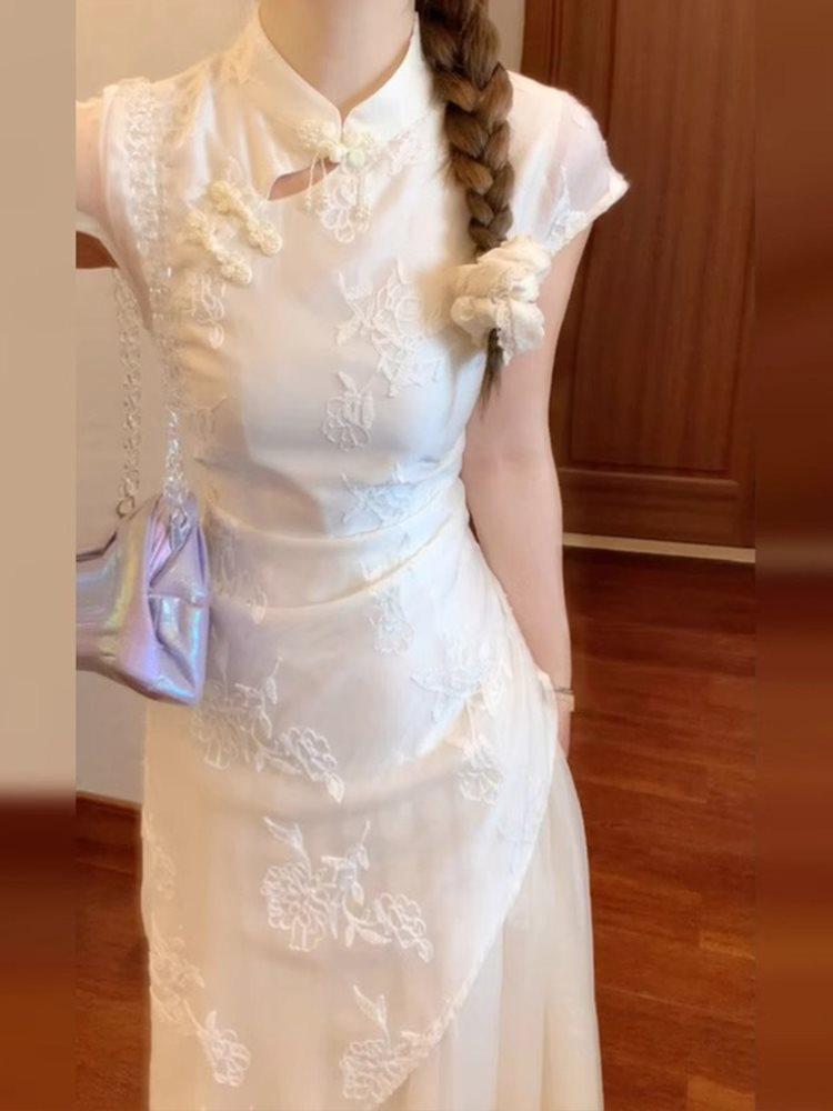 New Summer Chic Chinese Cheongsam Dress with Frog Buttons and Slant Placket