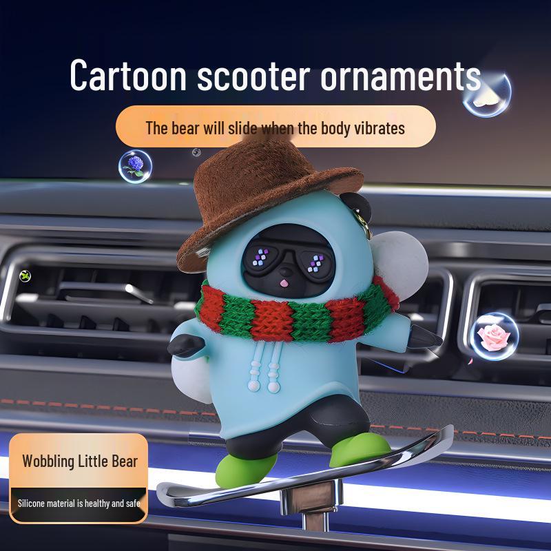 Cross-Border Skateboard Bear Ornament: Creative Floating Bear for Car Interiors