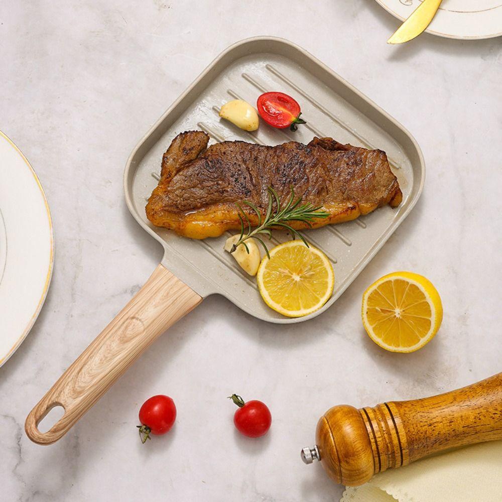 Heat-Resistant Handle Omelette Pan Striped Pattern Egg Frying Pan Egg Griddle Pan  Induction Cooker