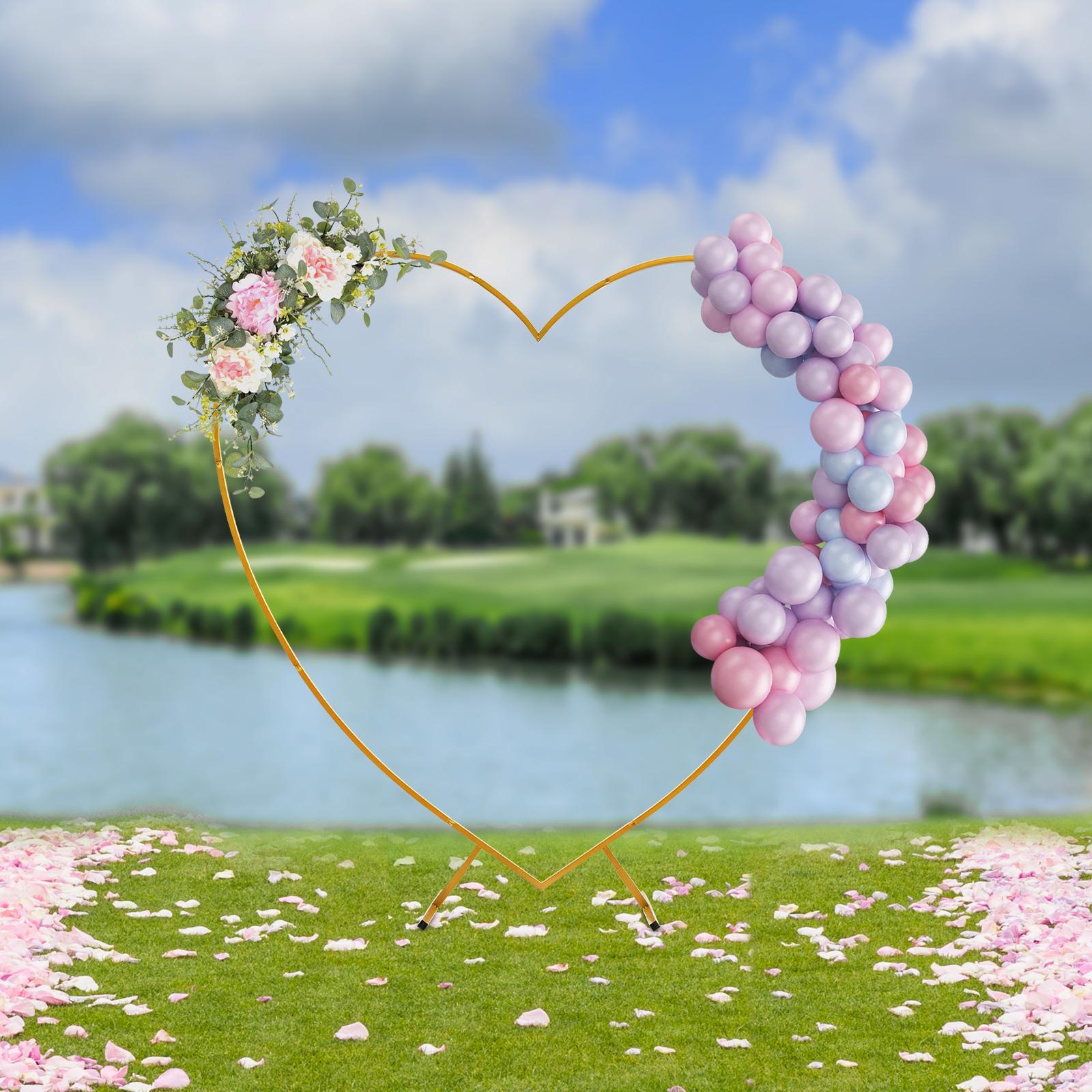 Large 6.89ft (2.1m) Golden Heart Arch Stand, Wedding Heart Backdrop Frame, Love Shape Metal Arch for Bridal, Birthday Decor золотой