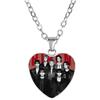 Heart Shaped Pendant Necklace with Group Photo Print Stainless Chain Customizable Jewelry for Everyday Wear