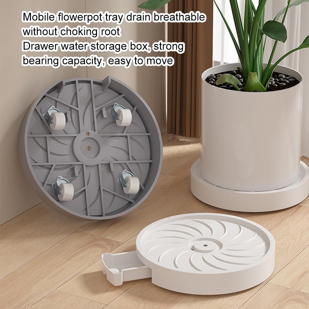ABS Drip Tray With Smooth Rotating Wheels For Sunlight Adjustment And Plant Care Flower Pot Tray