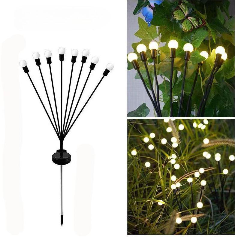 Solar Firefly Lights 6/8/LEDs Outdoor Garden Vibrant Swing Lights IP65 Waterproof Lamps for Patio Pathway Yard Christmas Decor