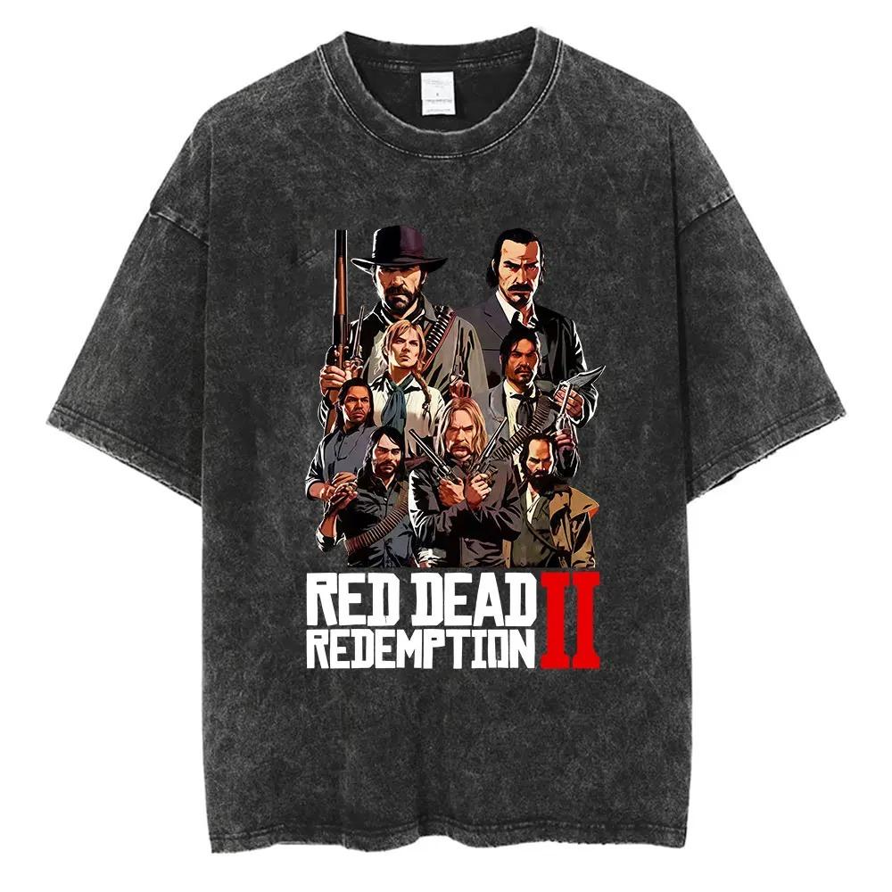 

2026 Short Sleeved Round Neck Y2k Tshirt Unisex Clothing New in Top Tees T-Shirt Game Player Red Dead Redemption 2 Vintage Washed XXXL