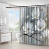 Simple White Magnolia Flower Pattern Shower Curtain - Polyester Fabric, Machine Washable, with Hooks Suitable for Bathroom Decor