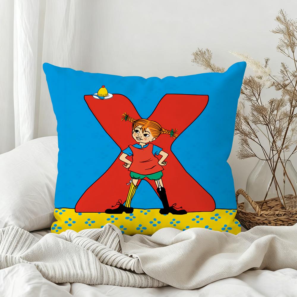 Fun P-Pippi Longstocking Cute Pillow Case Bedroom Sofa Living Room Backrest Decoration Square Cushion Nap Time