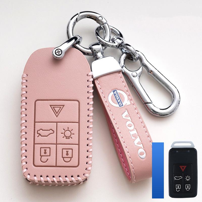 Leather Car Key Remote Cover Full Case For Volvo S60 S80 V60 XC60 XC70 S60L V40 XC90 Auto Keychain Protection Accessories Ring
