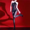Women 640 Pin High Density Bodysuit Oil Shiny Elastic Tights Open Crotch Yoga Shaping Jumpsuit High Collar Maid Leotard Leggings