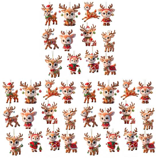 Wooden Christmas Reindeer Ornament Cute Cartoon Deer Tree Decoration Handcrafted Festive Hanging Decor for Xmas Home Party