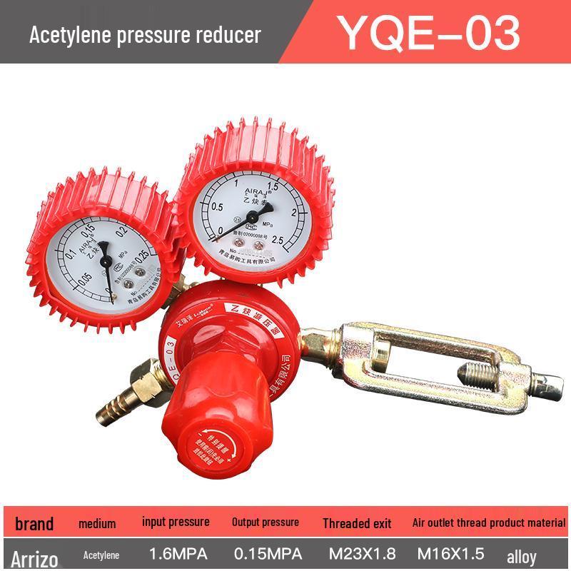 Arizze Gas Regulator & Pressure Gauge: Oxygen, Acetylene, Propane, Argon Compatible, All-Copper Shockproof Valve.