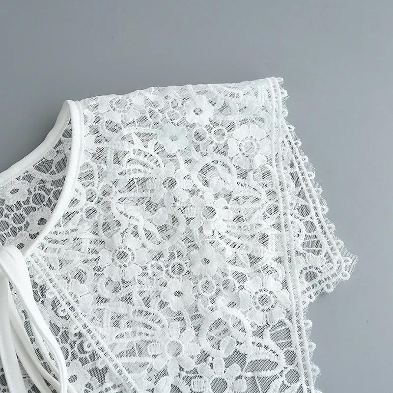 Women Shirt Solid Color Fake Collar Shouder Wrap Girls Student Adjustable Bowknot Bottoming Shirt False Collar Shawl for Daily Use