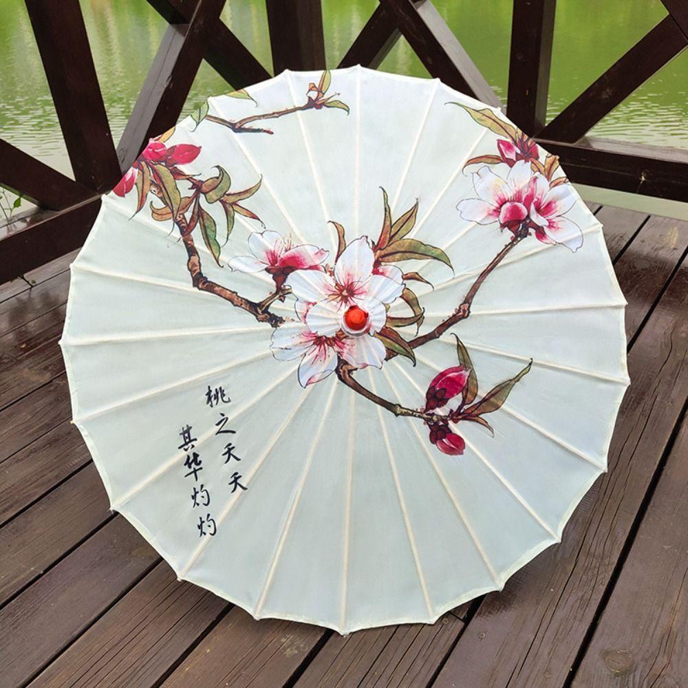 Vintage Chinese Silk Umbrella Decorative Hanging Stick Umbrella  Classical Dance