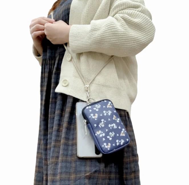 MOFUSAND Phone Tab & Shoulder Pouch Flower Navy