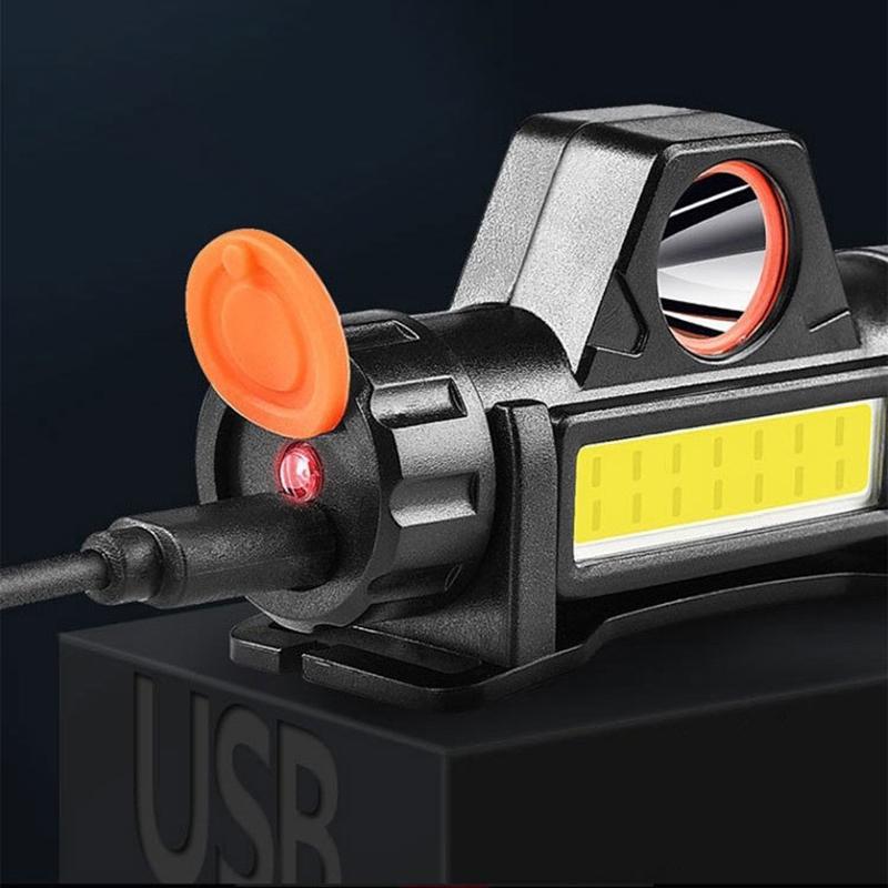 Dobíjecí Cob Led USB čelovka Silný magnetický výkonný světlomet Super jasná vodotěsná čelová svítilna pro venkovní rybaření