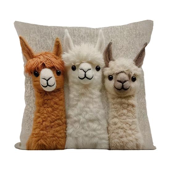 2D Animal Cushion Cover Imitation Embroidery Alpaca Pattern Pillow Case Dog Highland Cow Throw