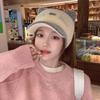Cute Cat Hat for Women In Autumn and Winter Knitted Wool Hat Korean Style Versatile Warm Imitation Mink Hair Empty Top Baseball Cap