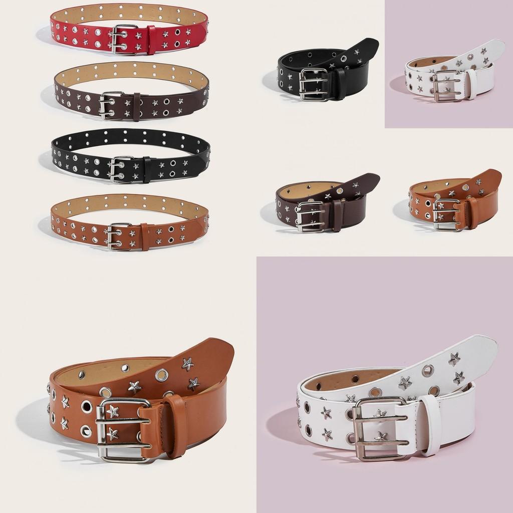 Womens Fashion Belt With Metal Pin Buckle And Star Accents For Office And Daily Use