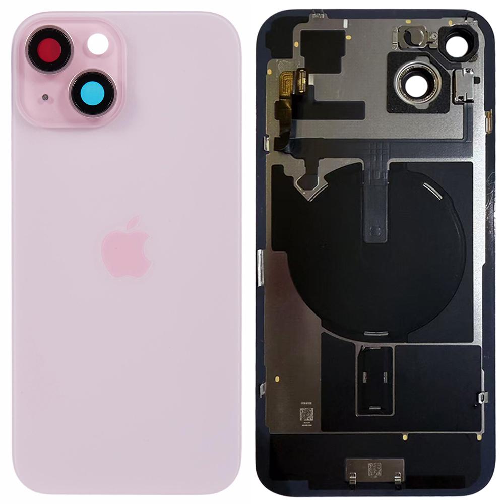 For iPhone 15 Plus OEM Disassembly Battery Housing Cover+Camera Lens Cover+Wireless Charging Port Cable