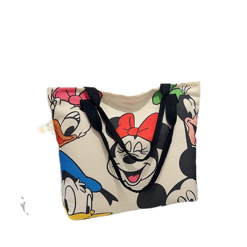 High-value canvas bag large-capacity cute cartoon interstellar baby student clothing book shoulder bag portable shopping bag female