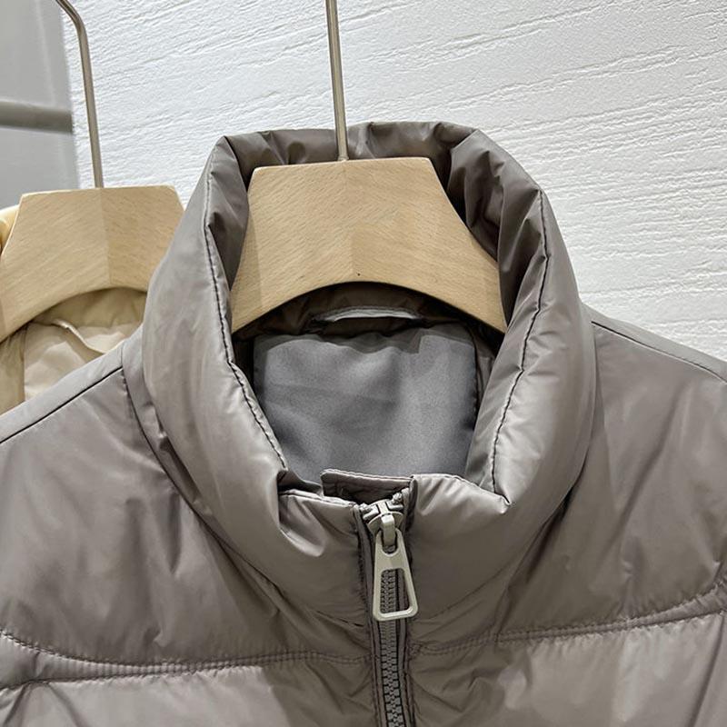 Down Vest Women Winter Windproof Thickened Cotton Sleeveless Jacket Vest Standing Collar Versatile Solid Color Padded Jacket