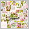 51-Piece Pink & Green Heart Stickers Set: Fresh, Creative, Waterproof for DIY & Journals